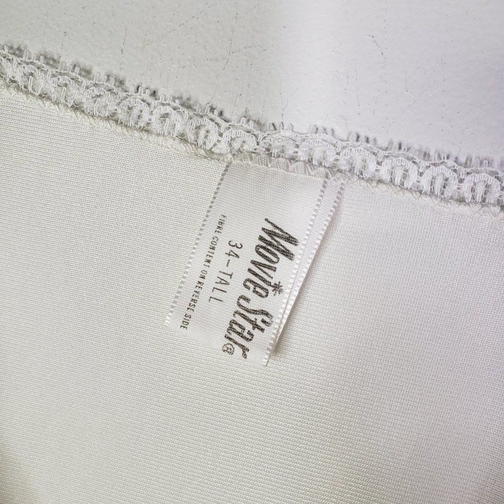 Vintage‎ NWT Movie Star Lace Trimmed Slip White Nylon 34-Tall S XS - Picture 9 of 12